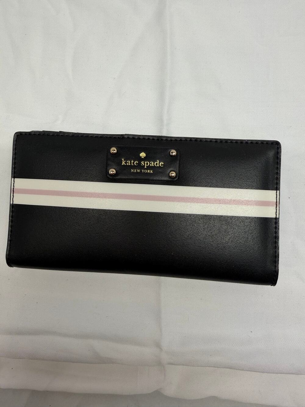 Kate Spade New York Black Leather Wallet – Zip & Snap – Multi‑Compartment